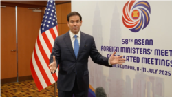 美国国务卿卢比奥在吉隆坡参加东盟会议期间回答记者提问。(2025年7月11日)