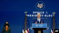 Joe Biden, watorewe kuba perezida ari kumwe na Kamala Harris, watorewe kuba visi-perezida