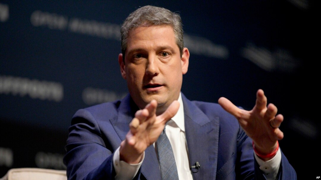 FILE - Rep. Tim Ryan, D-Ohio, speaks at the Heartland Forum on the campus of Buena Vista University in Storm Lake, Iowa, March 30, 2019. 