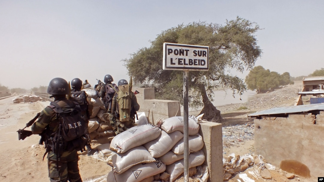 FILE - Cameroon soldiers stand guard at a lookout post as they take part in operations against the Islamic extremists group Boko Haram.