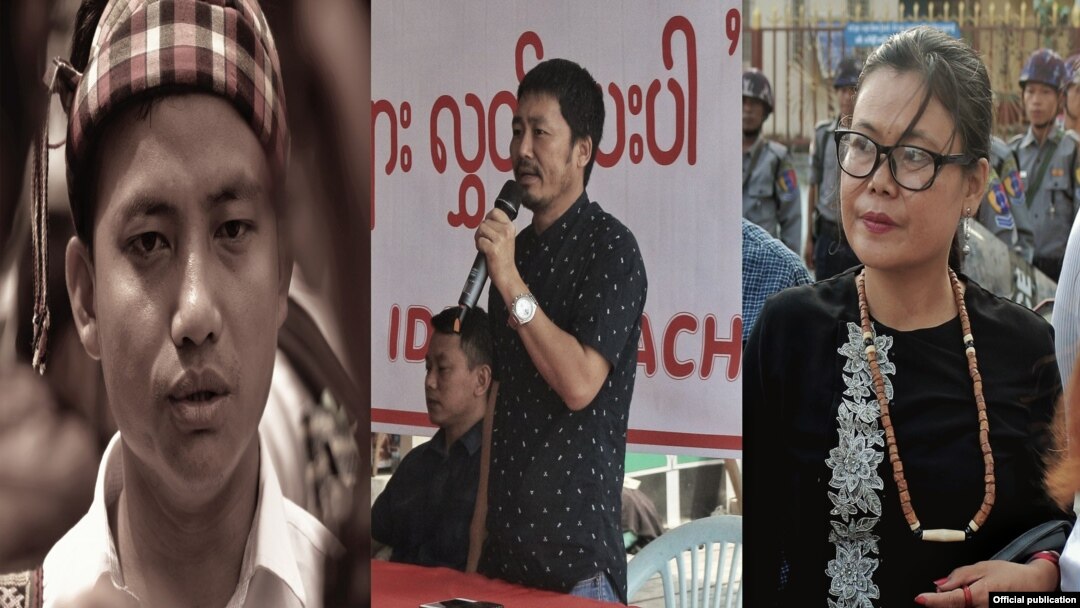  ပိတ်မိပြည်သူလွှတ်မြောက်ရေးလှုပ်ရှားမှုဦးဆောင်ကော်မတီဝင် လွမ်းဇောင်း၊ ဇော်ဂျတ်နှင့် နန်ပူ (ဓါတ်ပုံ-Kachin Youth Movement)