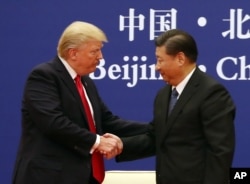 美國總統特朗普（左）與中國國家主席習近平2017年11月在北京會晤