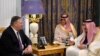 US Secretary of State Mike Pompeo, left, meets with Saudi King Salman, right, at the Royal Court in Riyadh, Saudi Arabia, Feb. 20, 2020.
