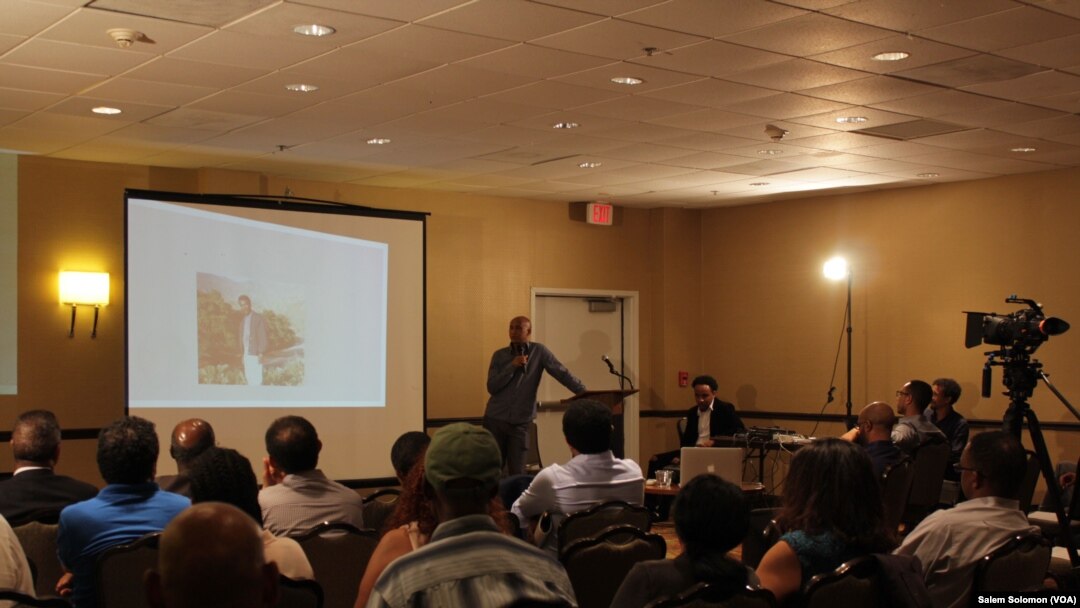 A group of Eritreans gathered at an event in Alexandria, Virginia, May 28, 2016, to share stories about the journalists and advocate for their release.