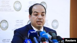 FILE - Deputy Prime Minister Ahmed Maitiq is pictured during a news conference in Tripoli, Libya, April 17, 2016.