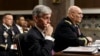 Army Secretary John M. McHugh, left, and Army Chief of Staff Gen Raymond Odierno update members of the Senate Armed Services Committee about the deadly shooting rampage by a soldier yesterday at Fort Hood in Texas, April 3, 2014.