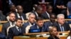 Delegates from the Ukraine listens as U.S.President Donald Trump addresses the 74th session of the United Nations General Assembly at U.N. headquarters, Sept. 24, 2019. 