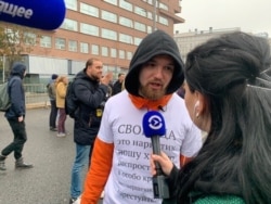 Alexey Minyaylo was freed last week from jail after rioting charges against him were dropped, Moscow, Sept. 29, 2019. (J. Dettmer/VOA)