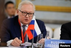 FILE - Russian Deputy Foreign Minister Sergey Ryabkov speaks at a conference on nonproliferation of nuclear weapons in Beijing, Jan. 30, 2019.