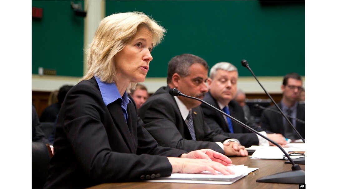 Federal Bureau of Investigation Executive Assistant Director for Science and Technology Amy Hess (L) testifies on Capitol Hill in Washington, April 19, 2016, before a House Oversight and Investigations subcommittee hearing on deciphering the debate over encryption.