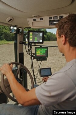 A farmer uses Monsanto's FieldScripts program to plant his field. (Photo courtesy of Monsanto)