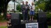 Abdul Wahid Forozan, a former translator for the American military in Afghanistan, joined by Chris Purdy, the Project Manager of the Veterans for American Ideals program at Human Rights First, left, And and Jill Marie Bussey, Director for Public…