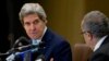 U.S. Secretary of State John Kerry makes opening remarks at the start of a U.S.-Algeria Strategic Dialogue with Algerian Foreign Minister Ramtane Lamamra, right, in Algiers, April 3, 2014