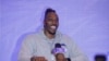 2022年11月12日，美國職業籃球運動員德懷特·霍華德（Dwight Howard）在與台灣桃園永豐雲豹隊的簽約儀式上與媒體見面。（美聯社照片/蔣瑩瑩）