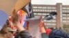 Protesters said Sunday that the Kremlin has blood on its hands, Moscow, Sept. 29, 2019. (J. Dettmer/VOA)