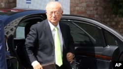 2015年6月30日國際原子能機構總幹事天野之彌﹐抵達正在舉行伊朗核談判的奧地利維也納。