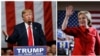 Republican presidential candidate Donald Trump, right, won South Carolina's Republican primary, while Democratic presidential candidate Hillary Clinton won Nevada's Democratic caucuses, Feb. 20, 2016.