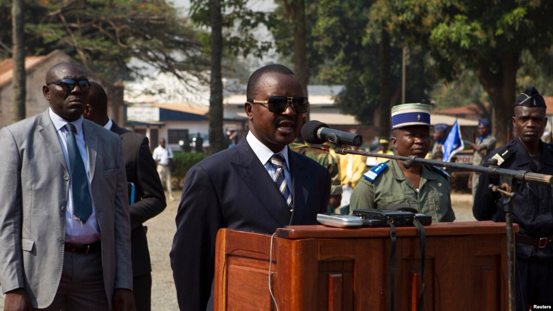 Central African Republic interim president Alexandre Nguendet gives a speech at the Gendarmerie headquarters in Bangui, Jan. 13, 2014. 
