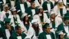 FILE- Reynolds High School students at their graduation ceremony. The Civil Rights Project at UCLA says persistent segregation is worst in northern and western states.