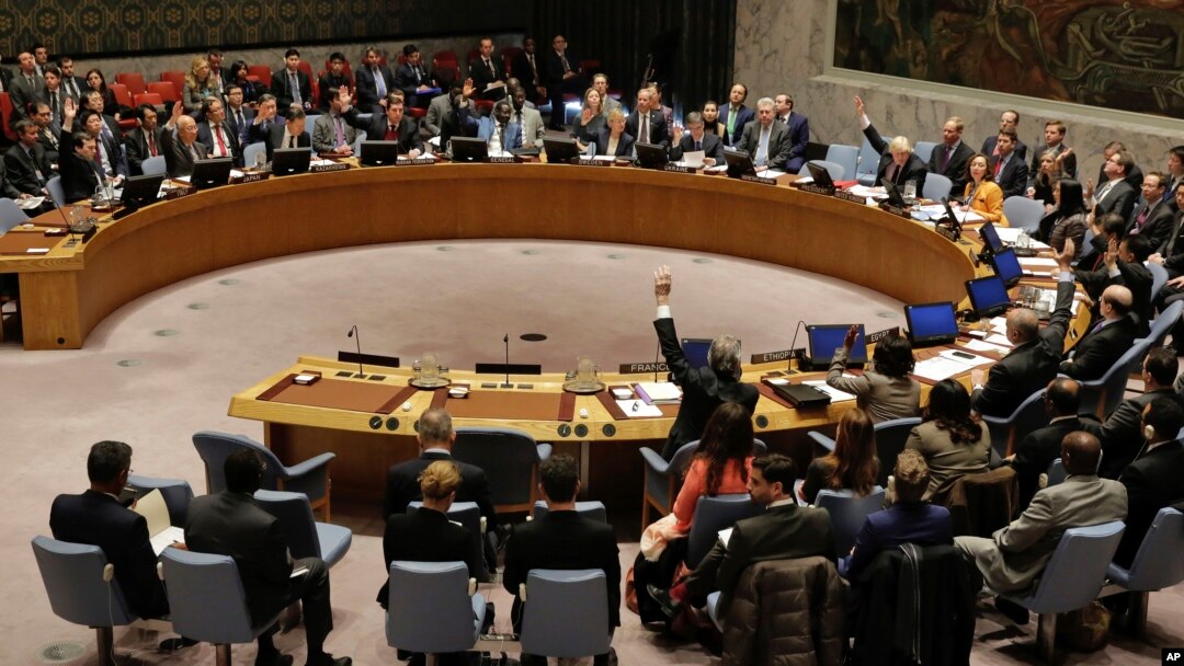 FILE - The U.N. Security Council votes on a resolution concerning North Korea, March 23, 2017. 