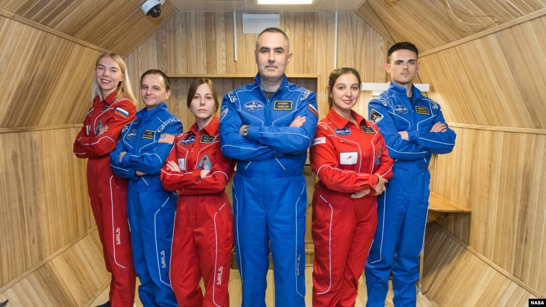 Crew members of the SIRIUS 18/19 mission are shown in this undated photo. During the four-month isolation mission, participants were confined together for the study, lasting from March to July 2019, at the Institute of Biomedical Problems in Moscow, Russi