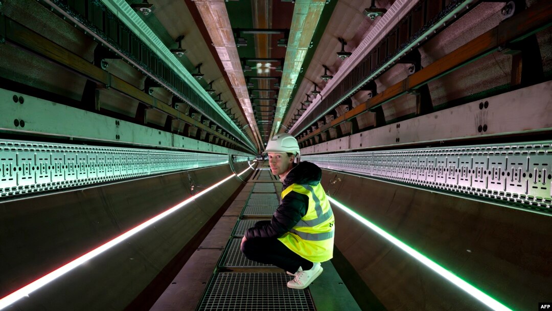 EHC Director Sascha Lamme walks inside a 420m long tunnel serving as a testing facility, constructed to develop hyperloop technologies as a potential future sustainable transportation system, at the European Hyperloop Center in Veendam on March 26, 2024. 