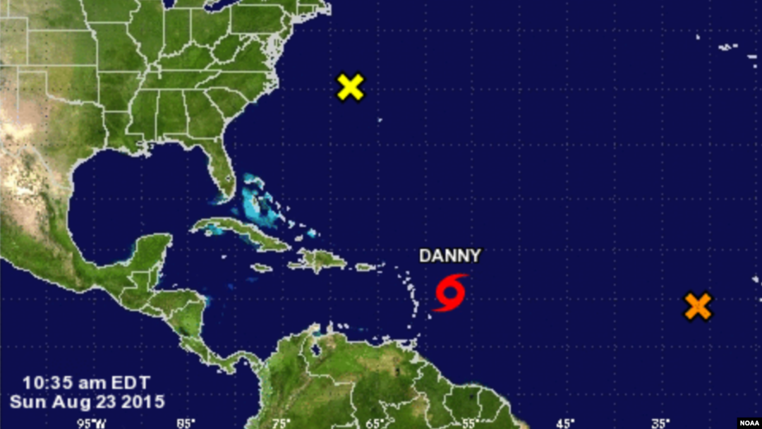 Tormenta tropical Danny, acercándose a las Antillas menores.