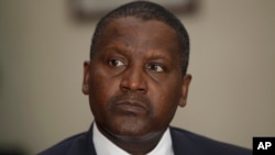 FILE - Nigerian billionaire businessman Aliko Dangote.