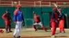 Members of the Cuba's national baseball team take part in a training session in San Jose de las Lajas, Mayabeque province, Cuba, March 17, 2016.