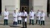 Doctors speak about U.S. President Trump's health outside Walter Reed National Military Medical Center in Bethesda, Maryland, October 5, 2020.