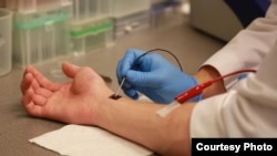 Researchers demonstrate a process known as tissue nano-transfection at The Ohio State University Wexner Medical Center. (Photo courtesy of The Ohio State University Wexner Medical Center)