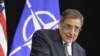 United States Secretary of Defense Leon Panetta speaks during a media conference at NATO headquarters in Brussels, April 18, 2012.