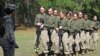 Female recruits form up at the Marine Corps Training Depot on Parris Island, S.C., Feb. 21, 2013.