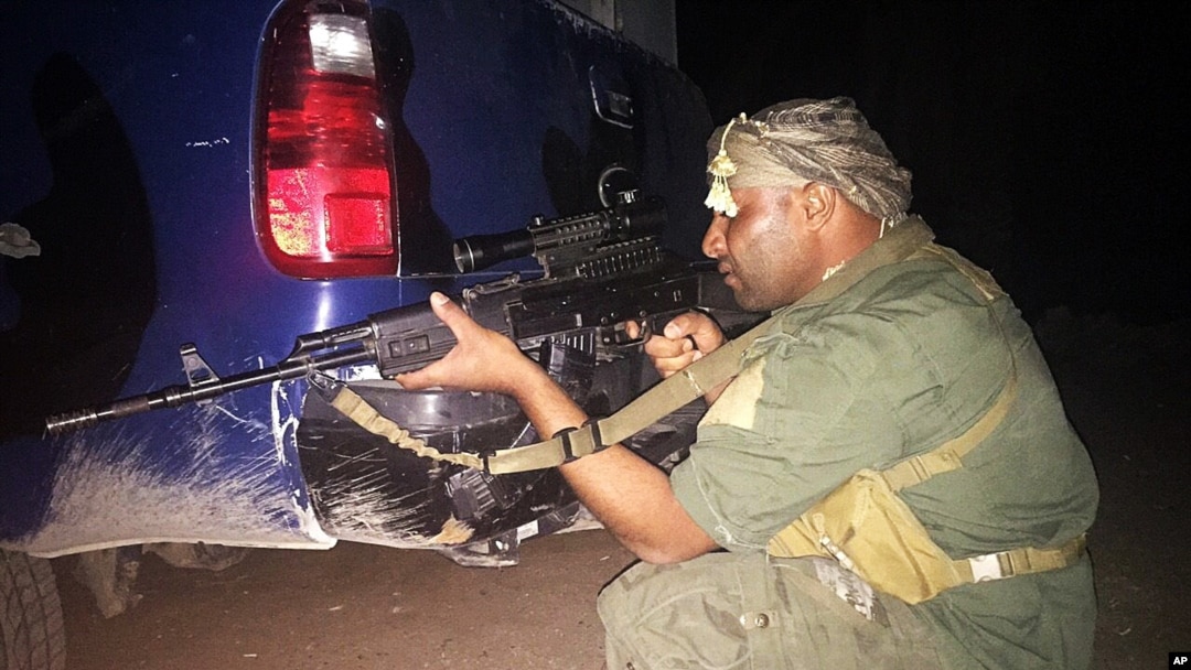 An Iraqi Sunni tribal fighter in Ramadi, the capital of Anbar province, 115 kilometers (70 miles) west of Baghdad, Iraq, early Saturday, May 16, 2015.